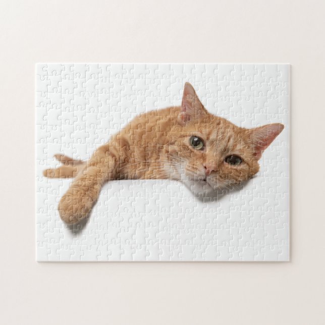 Orange Katt, nedåt Pussel (Horisontell)