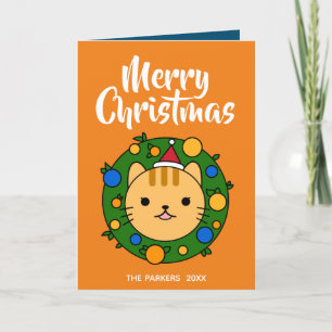 Orange Katt Orange av andedräkt God jul Photo Helgkort