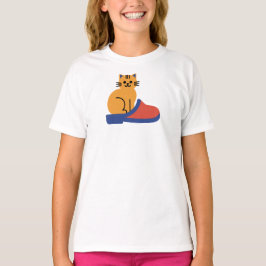 Orange katt på toffel t shirt