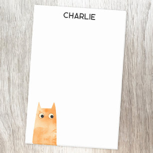 Orange Katt-Personlig Post-it Block