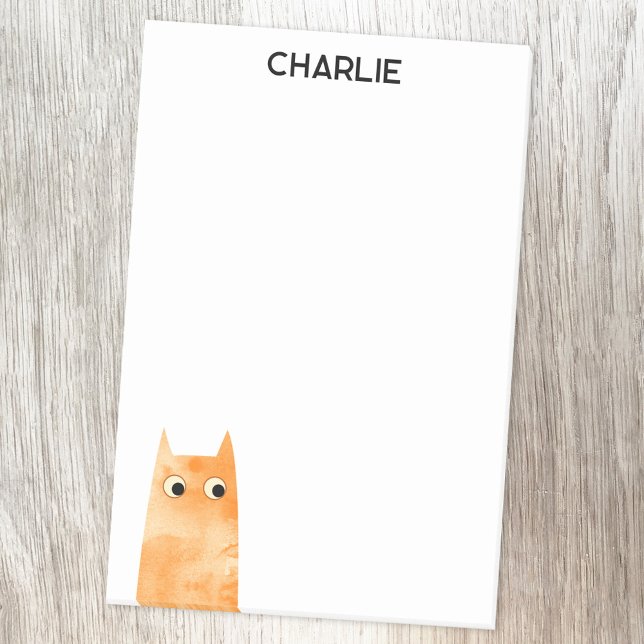 Orange Katt-Personlig Post-it Block (Fun personalized custom name orange ginger cat watercolor post it sticky note)