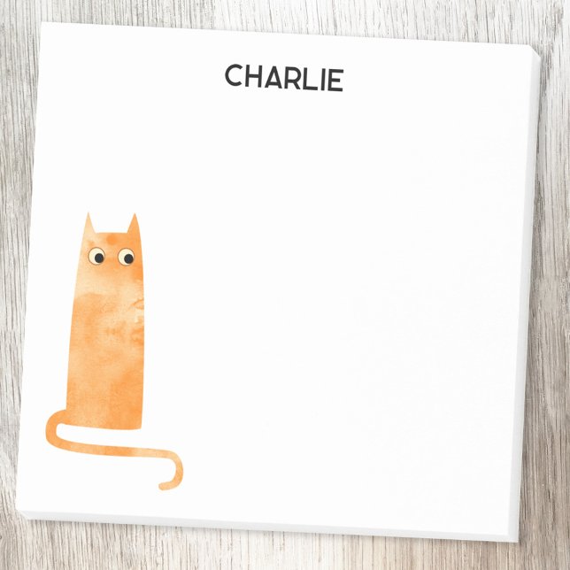 Orange Katt-Personlig Post-it Block (Orange Ginger Cat personalized custom name Post-it sticky notes)