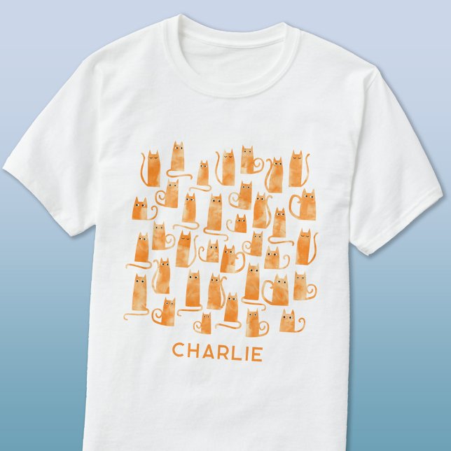 Orange Katt-Personlig T Shirt (Ginger orange cat personalized name t-shirt)