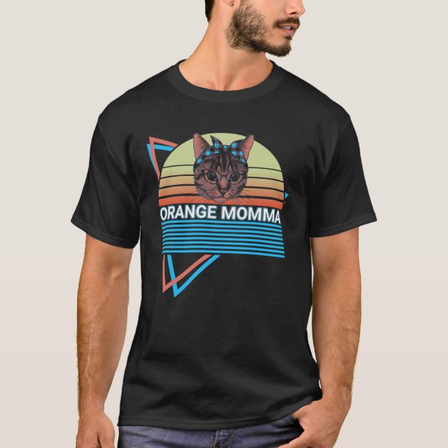 Orange Katt Retro T Shirt (Framsida)