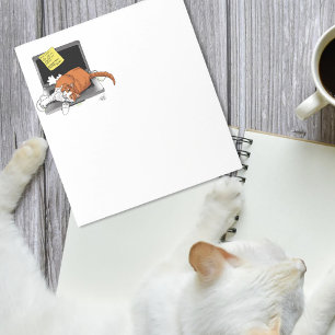 Orange Katt Rolig Bärbar Grön Arbete Hemma Anteckningsblock