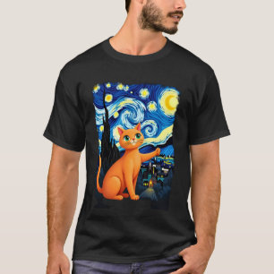Orange Katt Selfie Stjärnkväll Kattmamma Kattälsk T Shirt