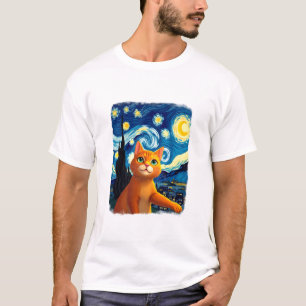 Orange Katt Selfie Stjärnkväll Kattmamma Kattälsk T Shirt