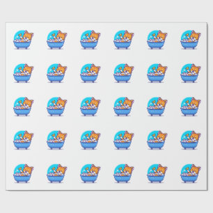Orange katt som badar lustigt söt presentpapper