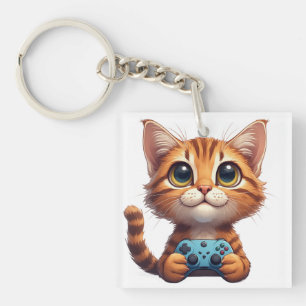 Orange katt som håller spelkontroll Spelare Katt