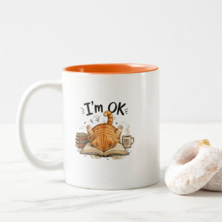 Orange katt som läser humor orange kaffemugg