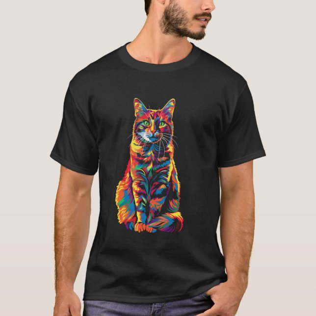 Orange Katt Tabby Katt Popkonst T Shirt (Framsida)