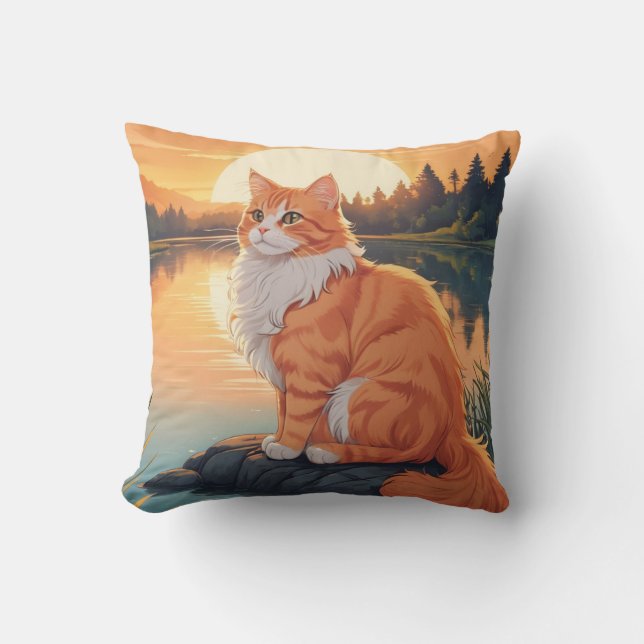 Orange katt vid sjö kudde (Framsida)