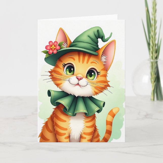 Orange Katten Porträtt Kort (Framsida)