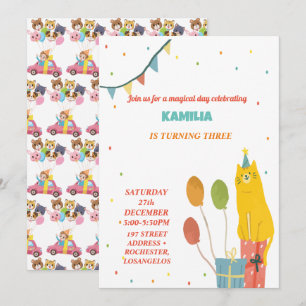 orange katter Födelsedagsinbjudan Inbjudningar