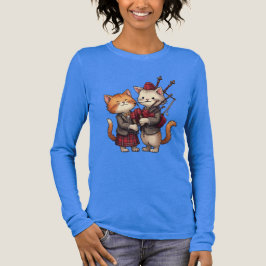 Orange katter som spelar säckpipa och bär rutig mö t shirt