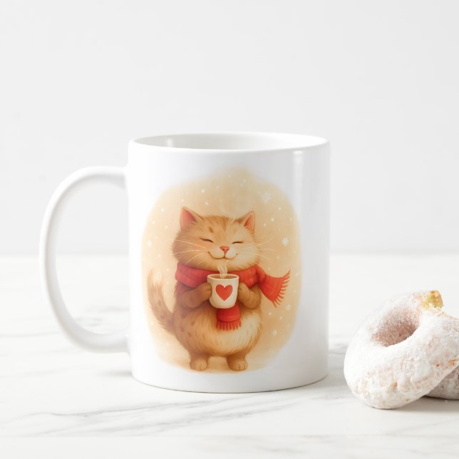 Orange Kattmugg för kattälskare Kaffemugg (Med munk)