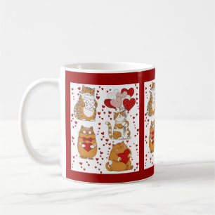 Orange kattröding Valentine Kaffemugg