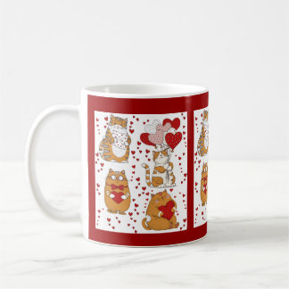 Orange kattröding Valentine Kaffemugg
