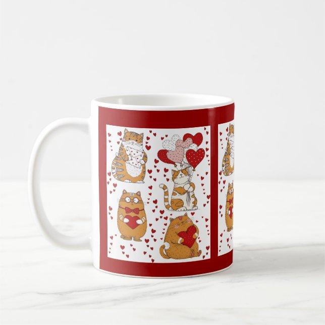 Orange kattröding Valentine Kaffemugg (Vänster)