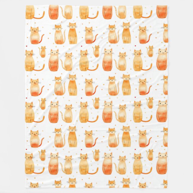 Orange Kattunge Fleecefilt (Framsidan)