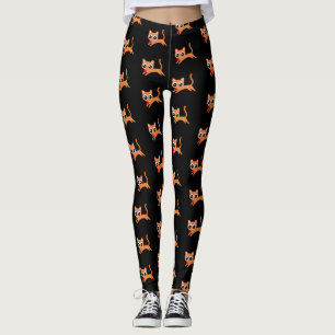 Orange Kattunge går iväg med ett hjärta Leggings