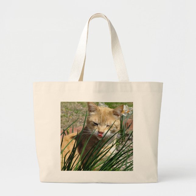 Orange Kattunge Ge Raspberry Tote Bag Jumbo Tygkasse (Framsidan)