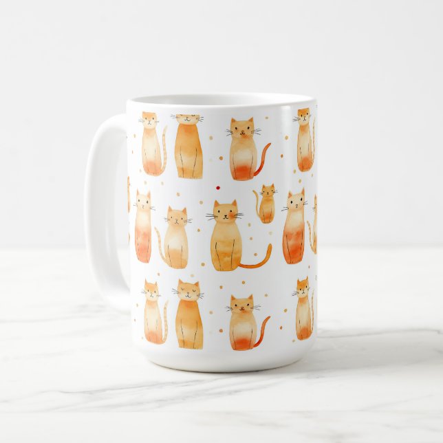 Orange Kattunge Kaffemugg (Framsida vänster)
