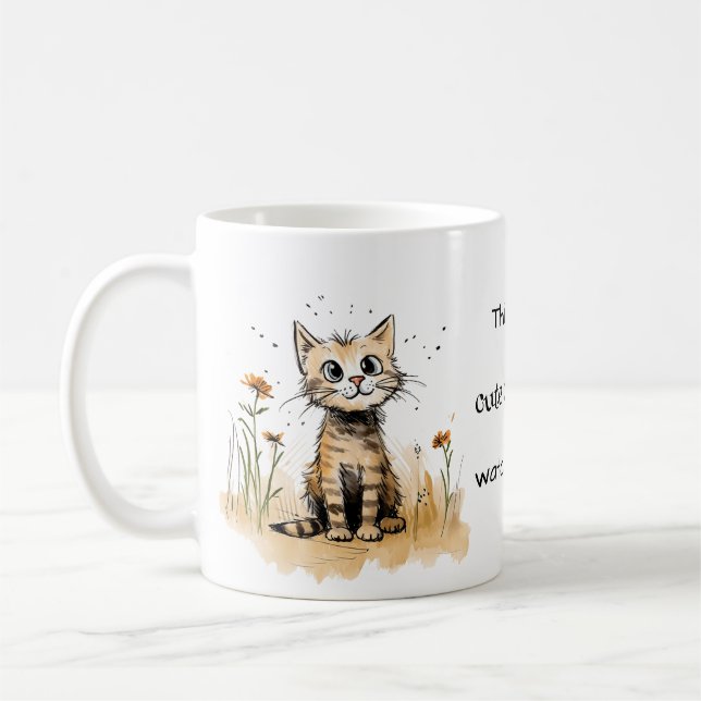 Orange Kattunge: Mina Cute Cat-videoklipp tittar p Kaffemugg (Vänster)
