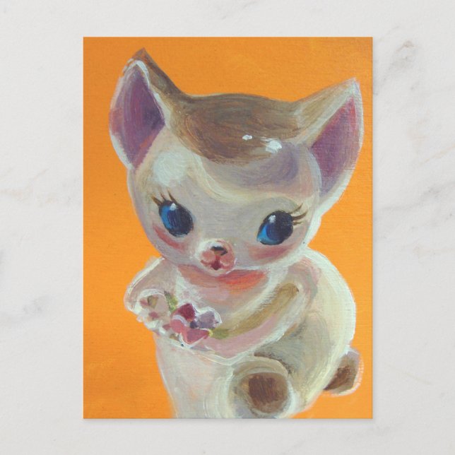 Orange Kattunge Neko Vykort (Framsida)