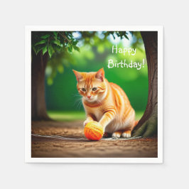 Orange Kattunge Pappersservett