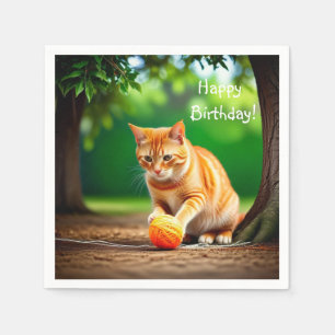 Orange Kattunge Pappersservett