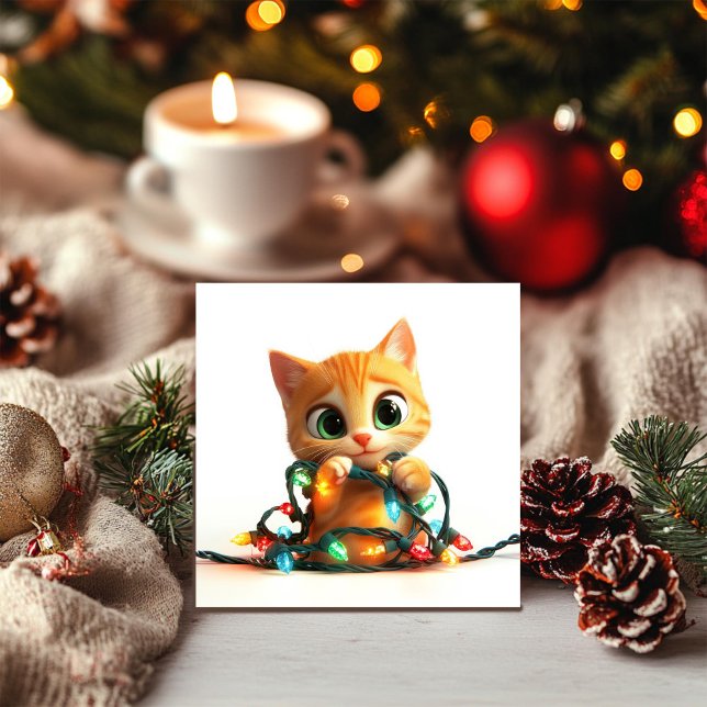 Orange kattunge som gör semestern ljusare julkort (Skapare uppladdad)