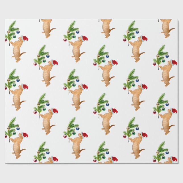 Orange kattungejulpapper presentpapper (Platt)