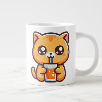 Orange Katze trinkt Orangensaft Jumbo Mugg