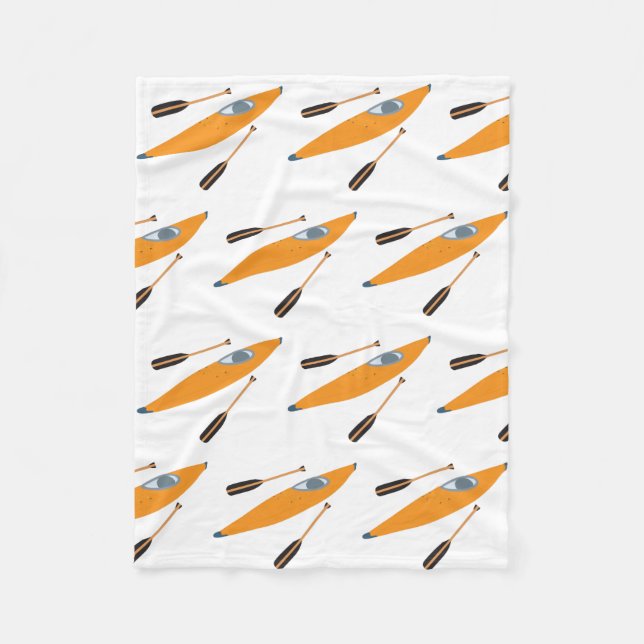Orange Kayak med Oars Fleecefilt (Framsidan)