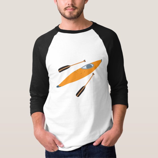 Orange Kayak med Oars T Shirt (Framsida)