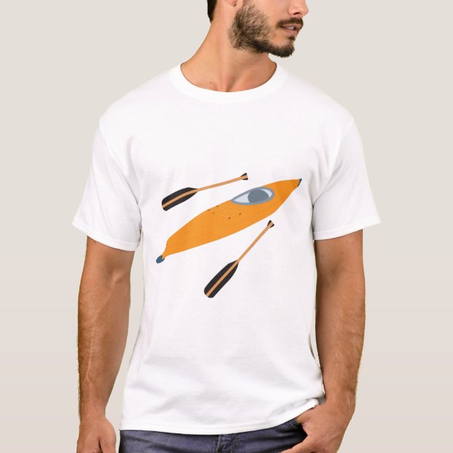 Orange Kayak med Oars T Shirt (Framsida)