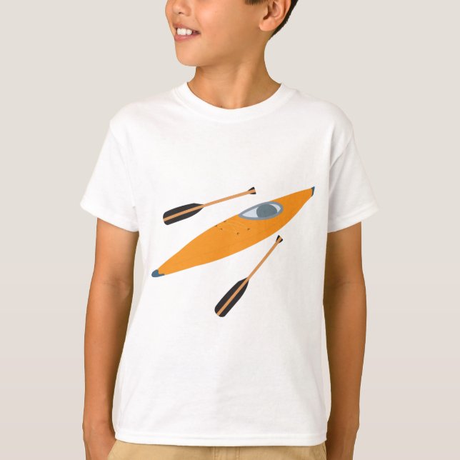 Orange Kayak med Oars T Shirt (Framsida)