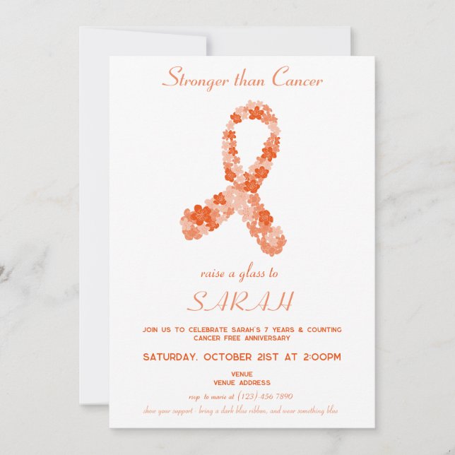 Orange Kidney Cancer Awareness Survivor Party Inbjudningar (Framsida)