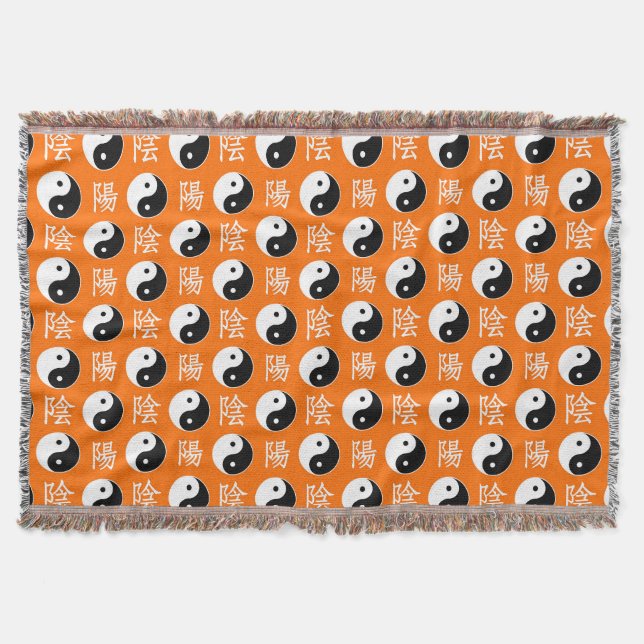Orange kinesisk Yin Yang-mönster Filt (Framsidan)