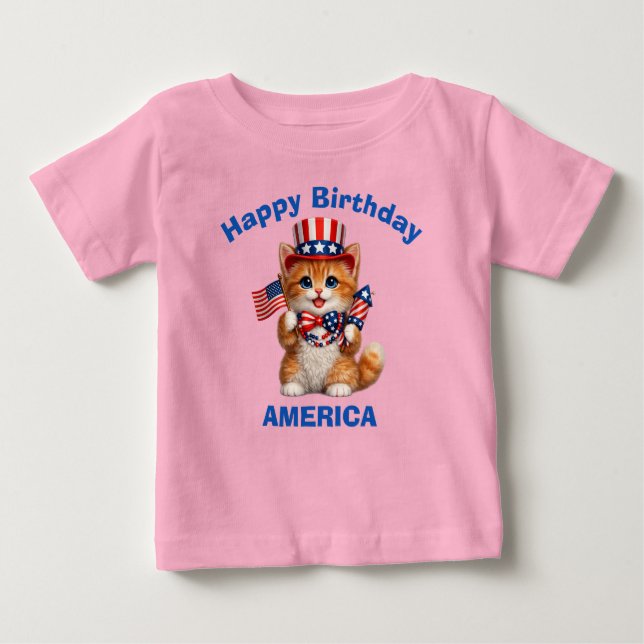 Orange Kitten (1p) Patriotic Kid T-Shirt (Framsida)