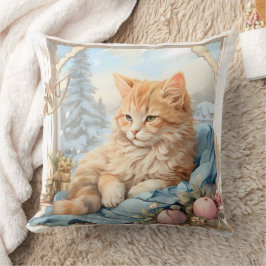Orange Kitten Blue Clothing Kudde
