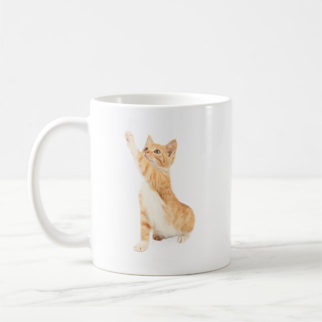 Orange Kitten - Cute Orange cat Raising Tass Kaffemugg (Vänster)