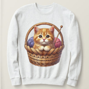 Orange Kitten i Basket med garn T Shirt