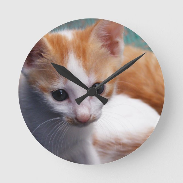 Orange Kitten Photograph Rund Klocka (Framsida)