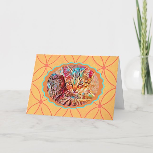 Orange Kitten Vintage Stil anteckningskort (Framsida)