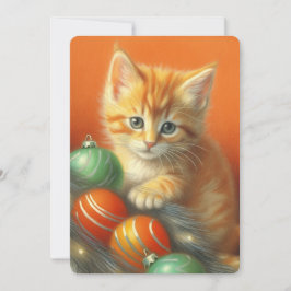Orange Kittens julscen-Blandade färgpennor Julkort