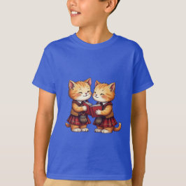Orange Kitties Reading Burns Night T Shirt