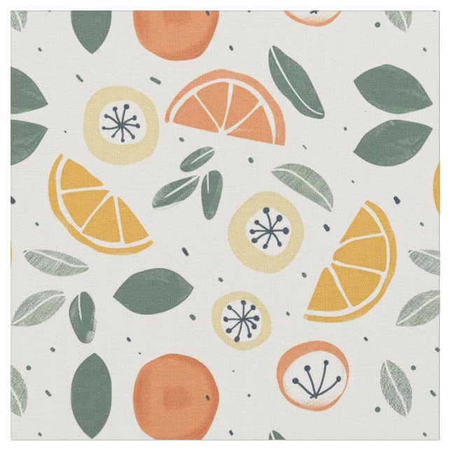 Orange & Kiwi-mönster  Tyg (Närbild)