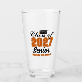 Orange Klass 2027 Senior Anpassad Högstadieskola Glaskopp
